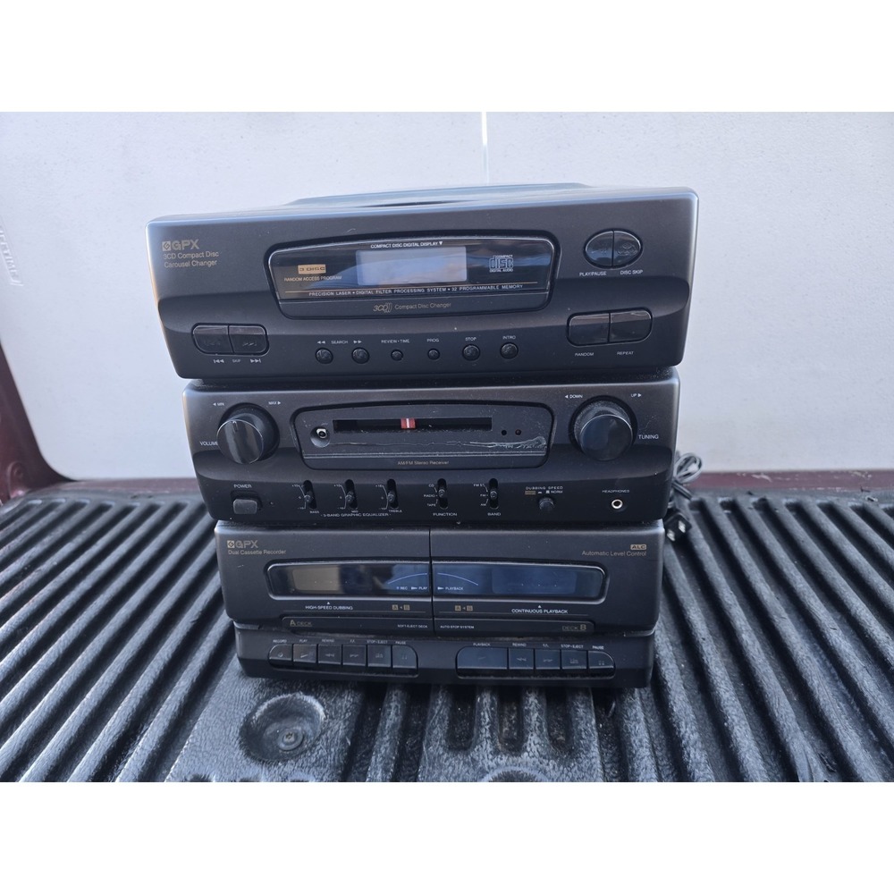 Vintage GPX Three Row Cd, Radio, Tape Player. 3 Disk Holder